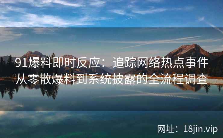 91爆料即时反应：追踪网络热点事件从零散爆料到系统披露的全流程调查