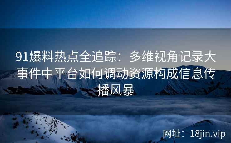 91爆料热点全追踪：多维视角记录大事件中平台如何调动资源构成信息传播风暴